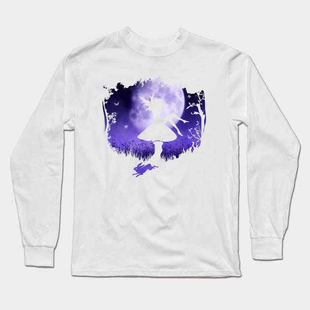 fairy in the moonlight Long Sleeve T-Shirt by Ancello